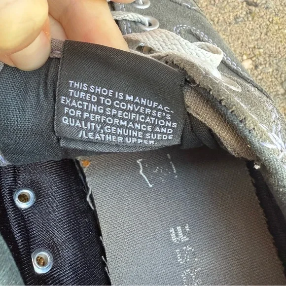 CONVERSE Men’s Gray White Leather Lo Top Sneakers Shoes Size 9.5 - Picture 7 of 13
